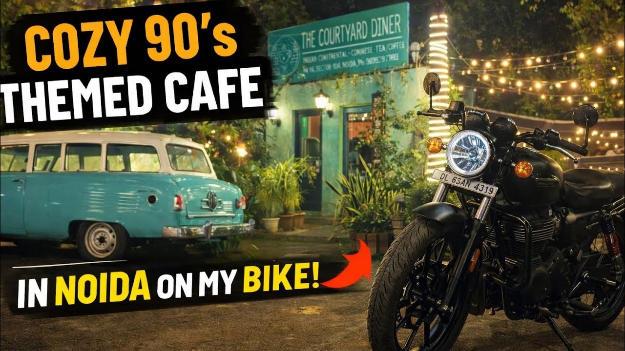 This Cozy 90’s Cafe in Noida Feels Unreal 😍 | Bike Vlog