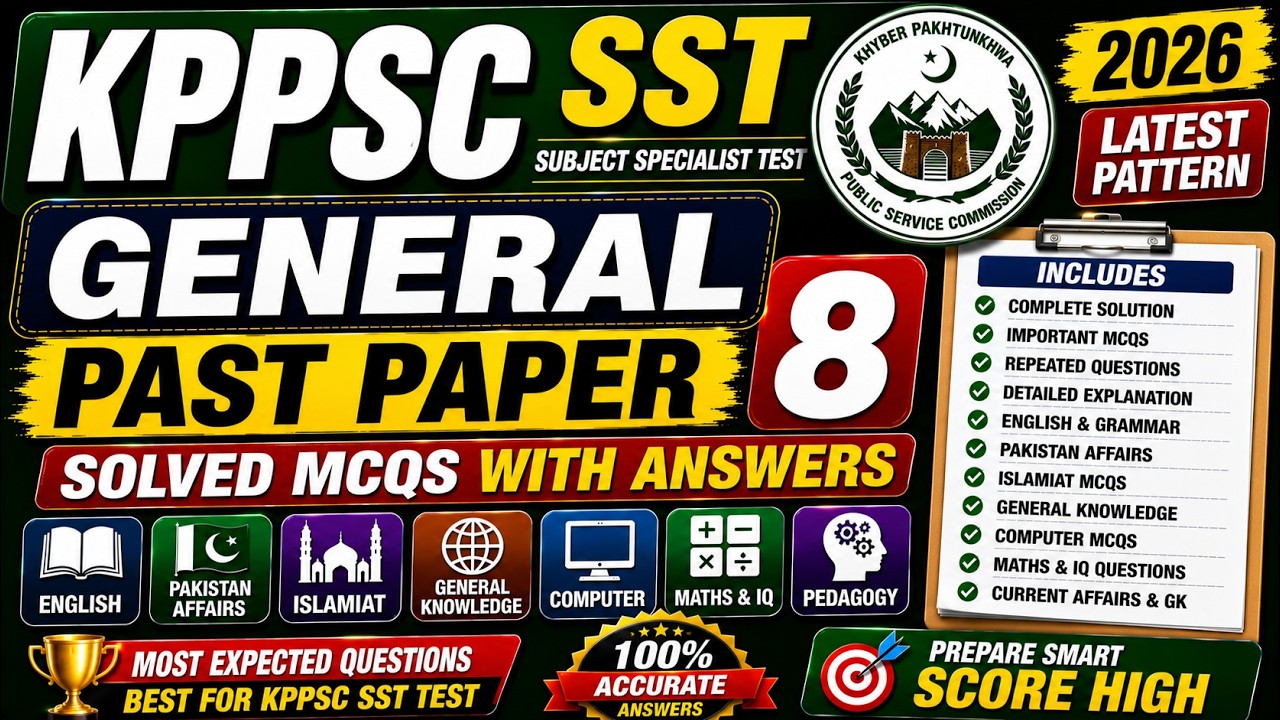 KPPSC SST General Past Paper 8 2026 | Solved MCQs with Answers | KPPSC SST Preparation