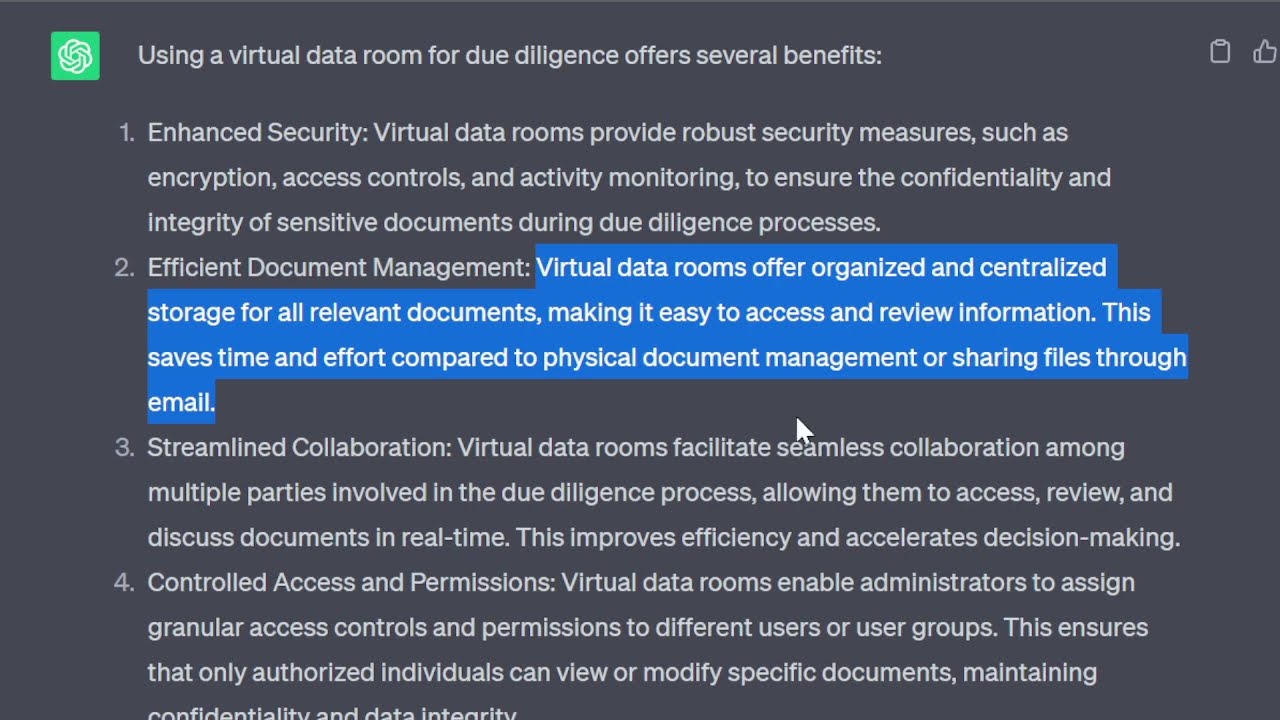 What are the benefits of using a virtual data room for due diligence?  | VDR ProTips