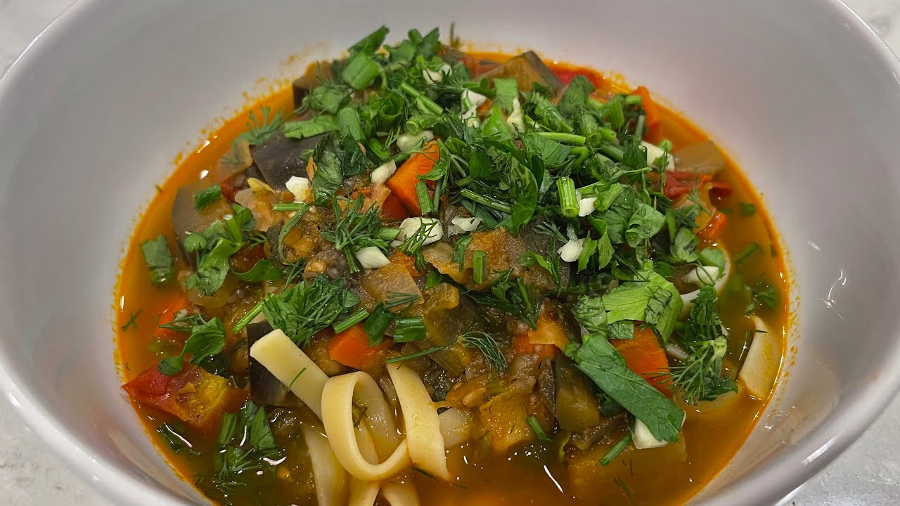 Noodle Soup  Recipe  | UZBEK LAGMAN | Plant-Based | Лагман  | Постный Рецепт