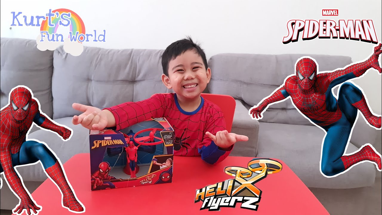 KURT Plays MARVEL SPIDER-MAN Toy | Helix Flyerz | Toys for Kids