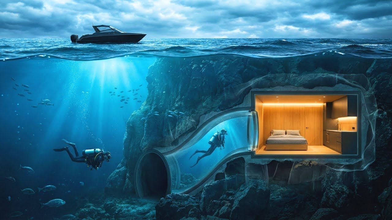 “He Built a Secret Luxury House Inside an Underwater Cave | Silent Survival ASMR”