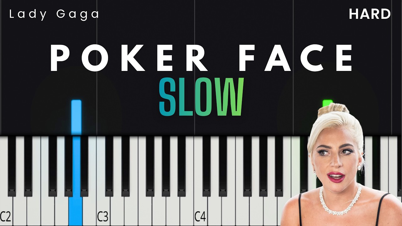 Lady Gaga - Poker Face | SLOW HARD Piano Tutorial