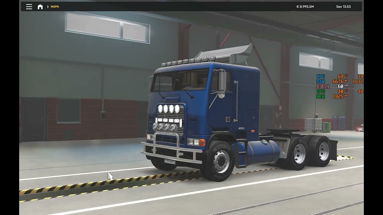 ETS2  Mapa Brasilzão - Instalação - garagem bloqueada -  poste na estrada -  batida de caminhão npc