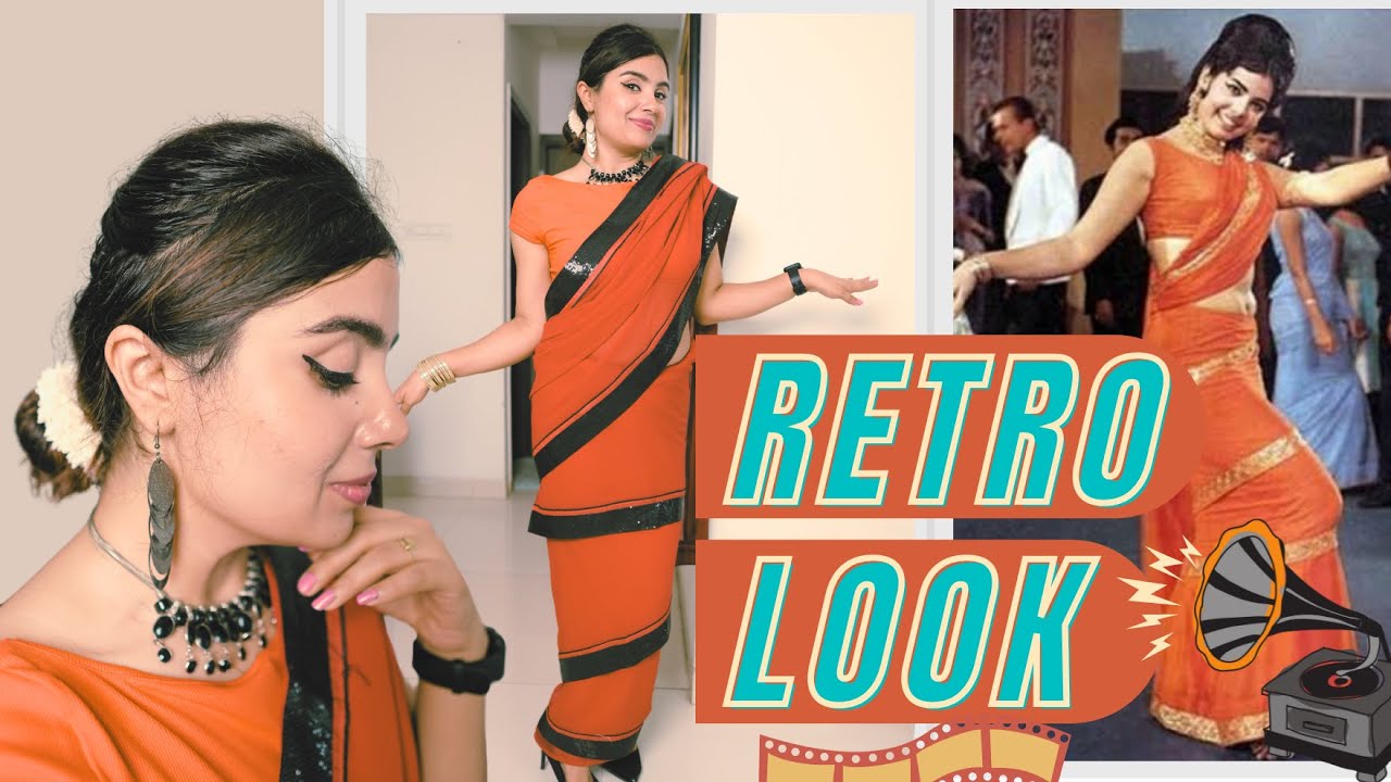 Recreated Mumtaz Retro Look | 70's Retro Outfit Ideas | Retro Saree