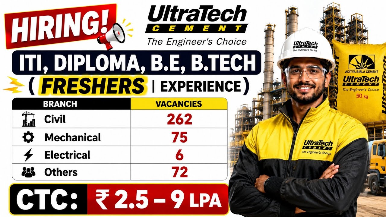 UltraTech Cement Hiring For Freshers & Experience | Trainee | Technical Job Update @Jobgo4U 
