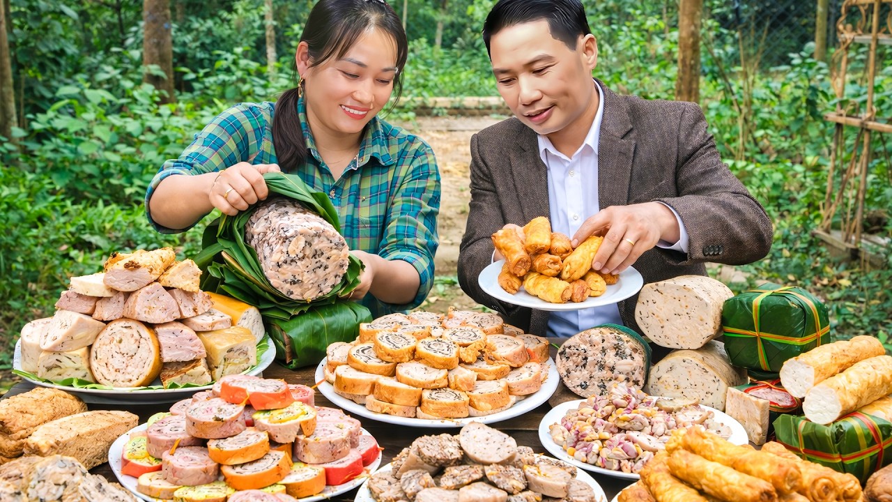 Tet Is Coming—Happy Family eagerly Make Traditional Spring Rolls & Fermented Peacock Rolls Together