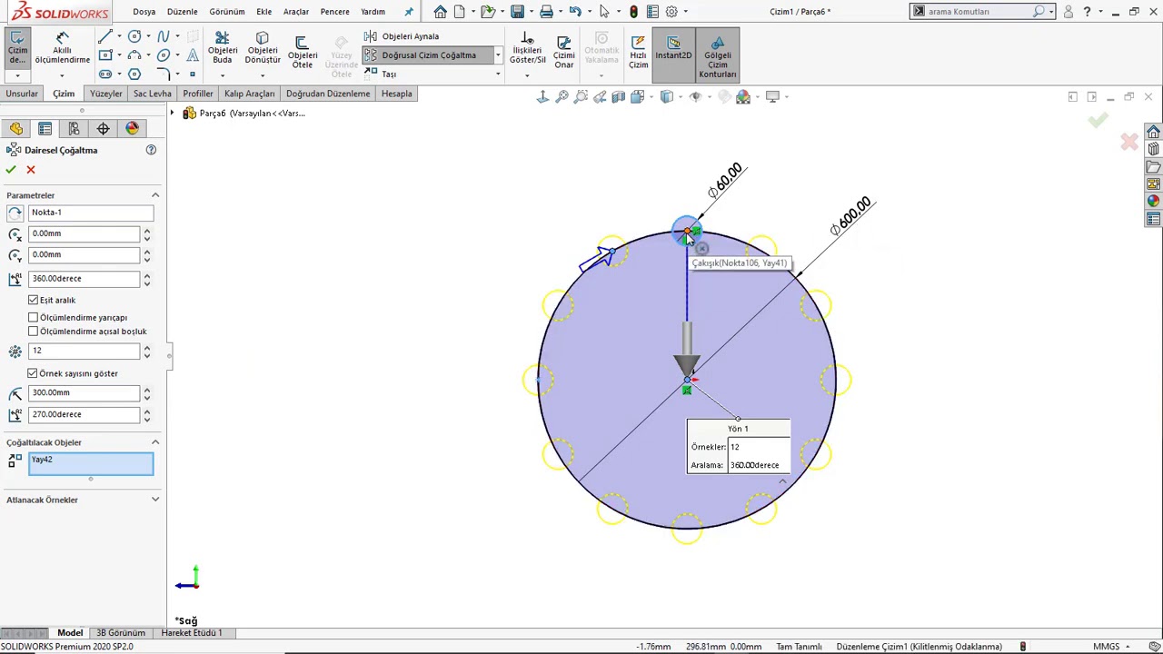 Dairesel Çoğaltma- Solidworks Eğitim Videoları