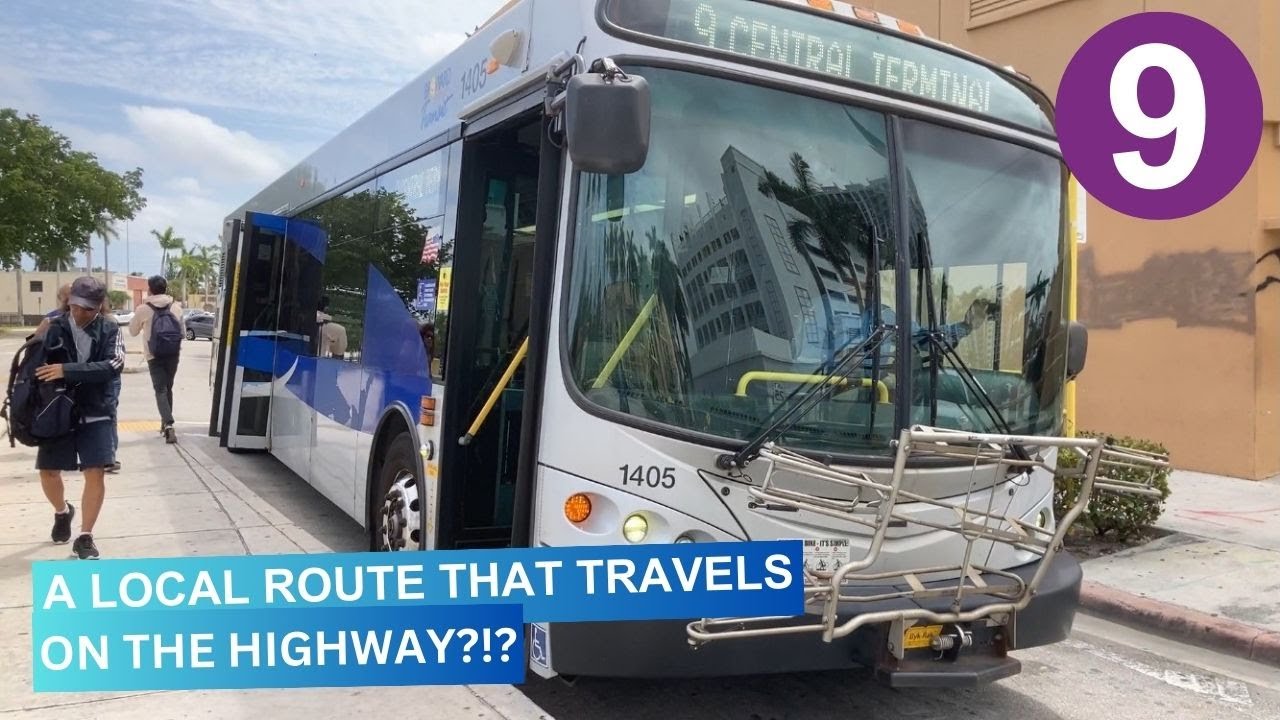 Riding Broward County Transit Bus 9, Broward Central Terminal to Young Circle, NABI 40-LFW GEN III