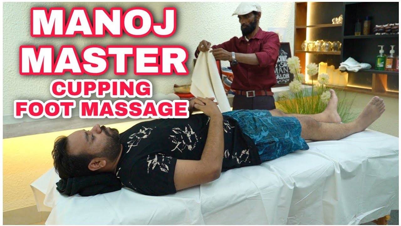 ASMR Foot Massage with CUPPING therapy by Indian Barber MANOJ-MASTER  😌 Relax your Imsomnia