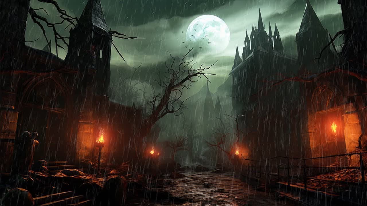 Forest of the Werewolf - Horror & Rain Scary Sounds-ASMR Ambience -8 Hours Haunted Forest