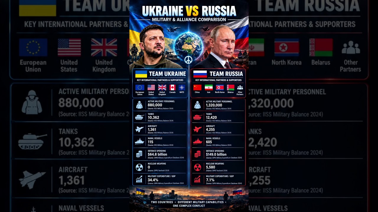Ukraine vs Russia Military Comparison 2024 🇺🇦🇷🇺 | #shorts  | #ukrainewar #russia #new #warzone