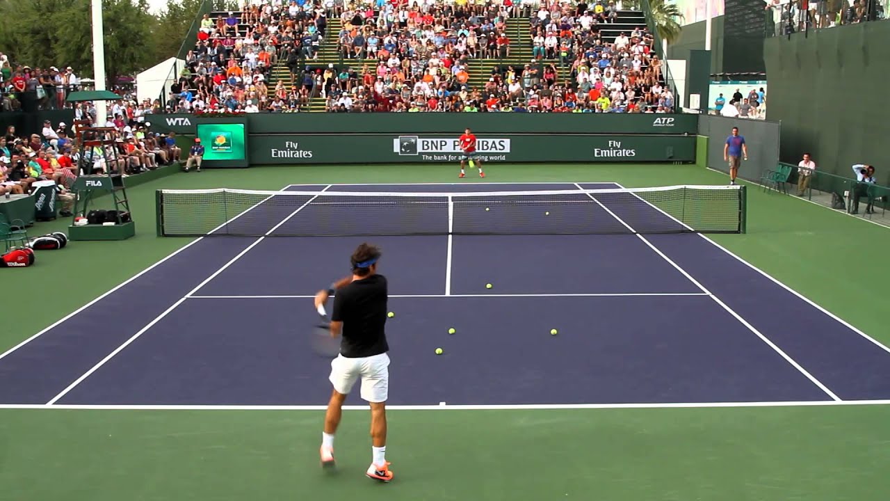 Roger Federer Practice 2014 BNP Paribas Open Part 1