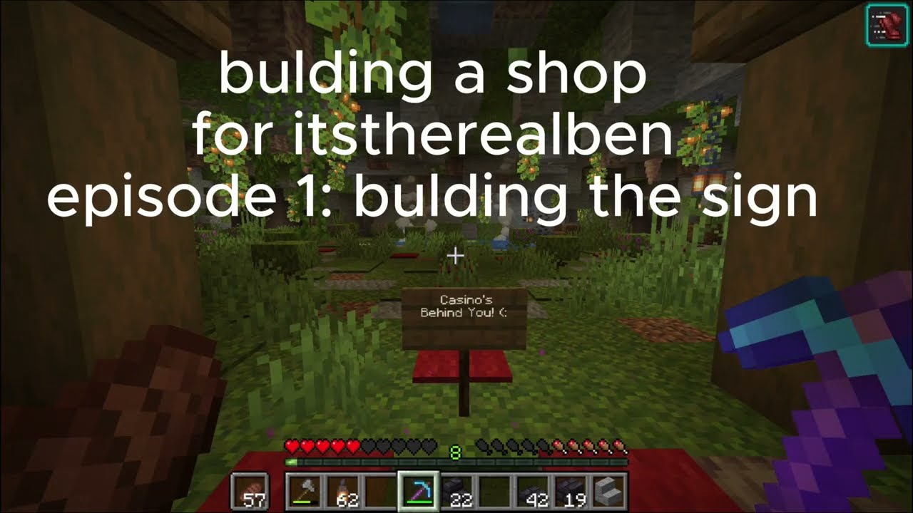 Episode 1 building the sign in skyblock.net