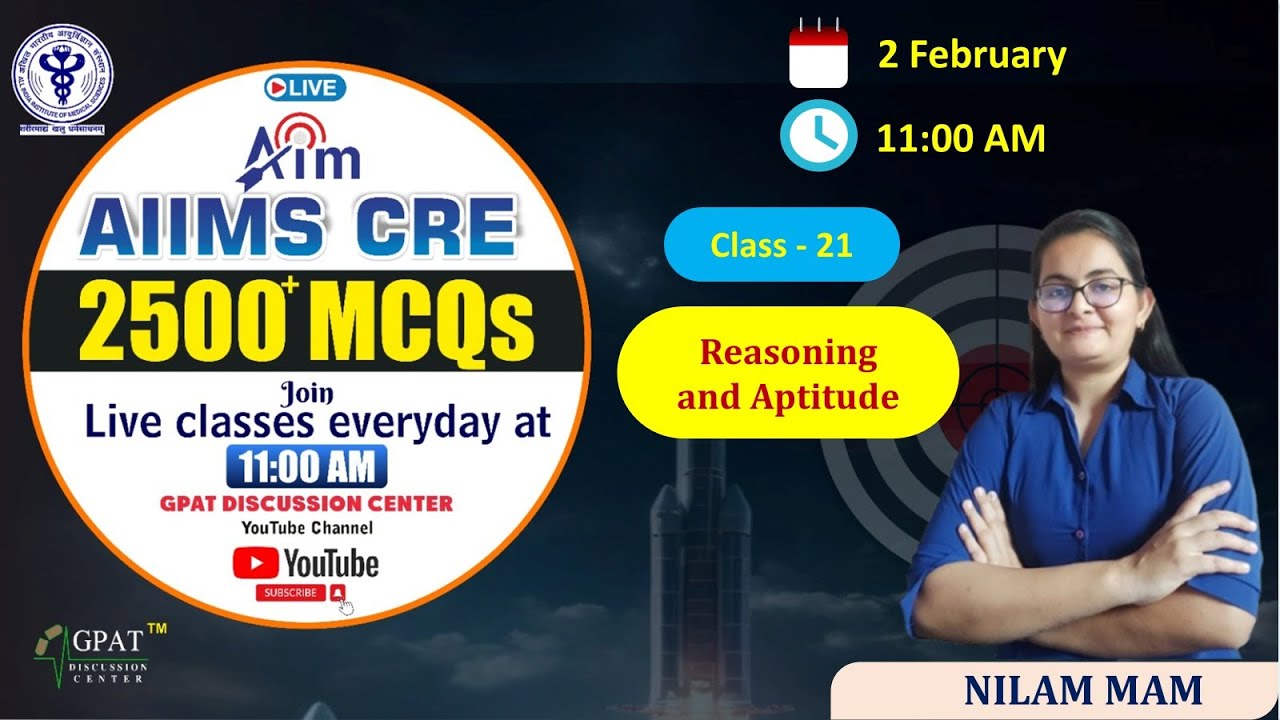 AIIMS CRE PHARMACIST MCQ SERIES✍️CLASS- 21 | REASONING & APTITUDE | #aiimscre2025 #reasoning