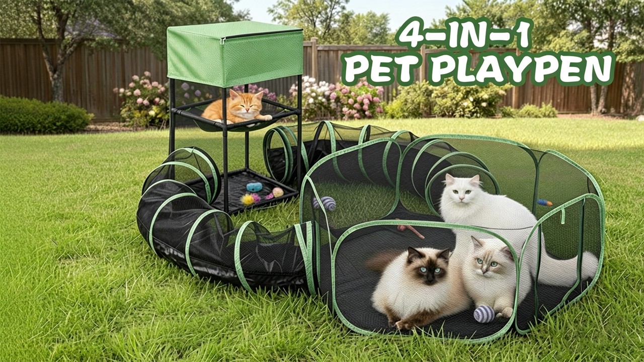 New Foldable Cat Playpen,Setup in Seconds