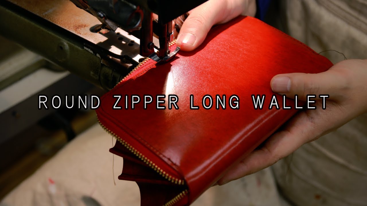 革職人のものづくりの裏側お見せします。その１ラウンドファスナー長財布の作り方。How to make a round zipper wallet