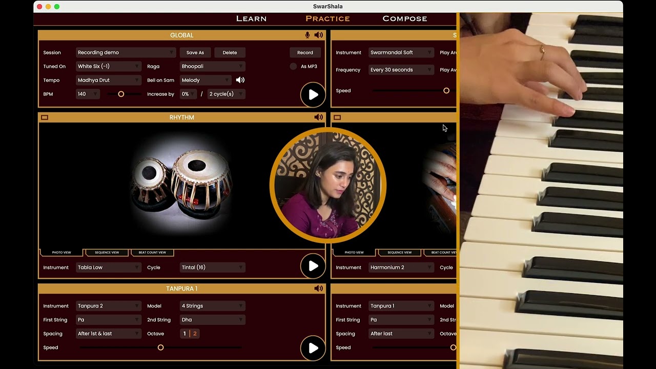SwarShala 5 - Record a bandish with virtual Tanpura, Tabla, Swarmandal & Harmonium accompaniment