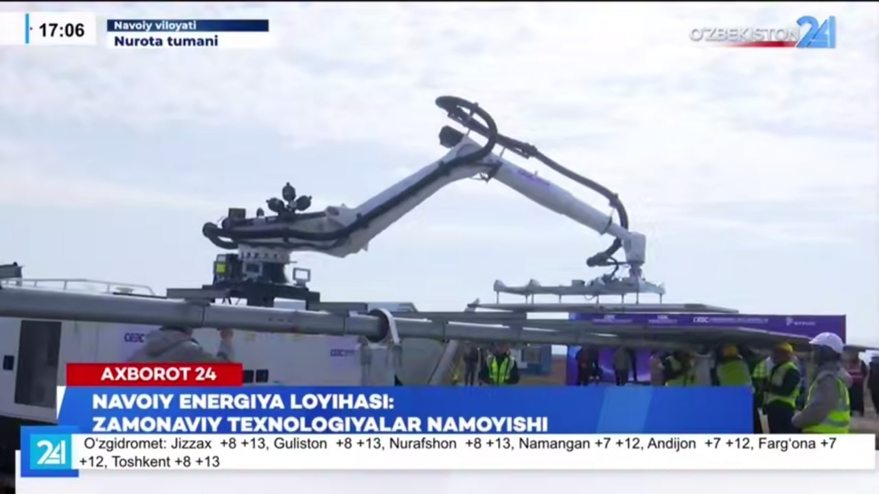 Yurtimizda quyosh fotoelektr stansiyalaridagi panellarni robotlar o‘rnatmoqda