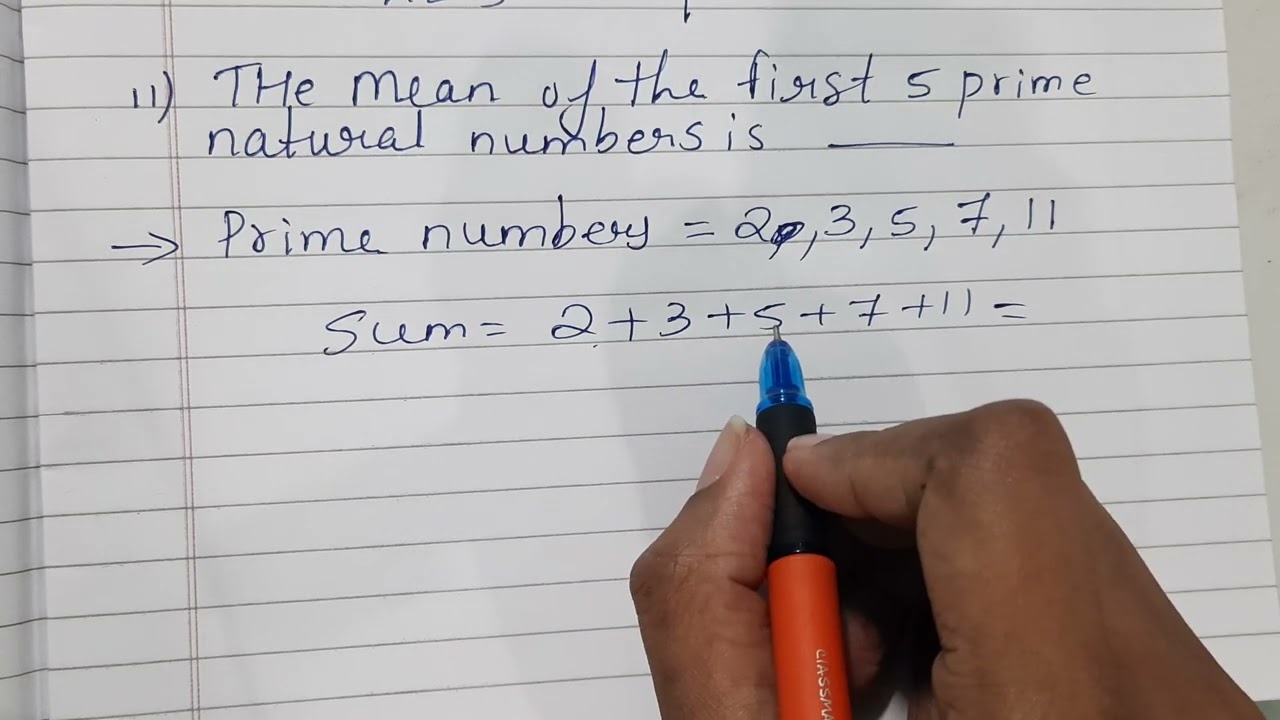 Среднее арифметическое первых 5 простых натуральных чисел равно