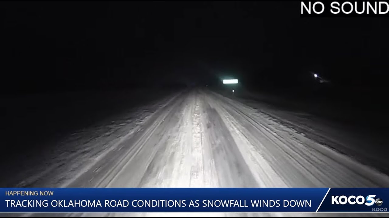 Tracking Oklahoma road conditions as snowfall winds down