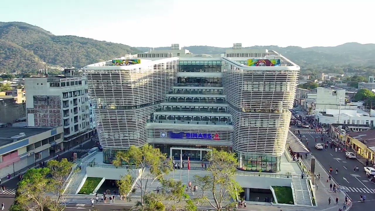 Drone view of Binaes, National Library of El Salvador Biblioteca Nacional de El Salvador.