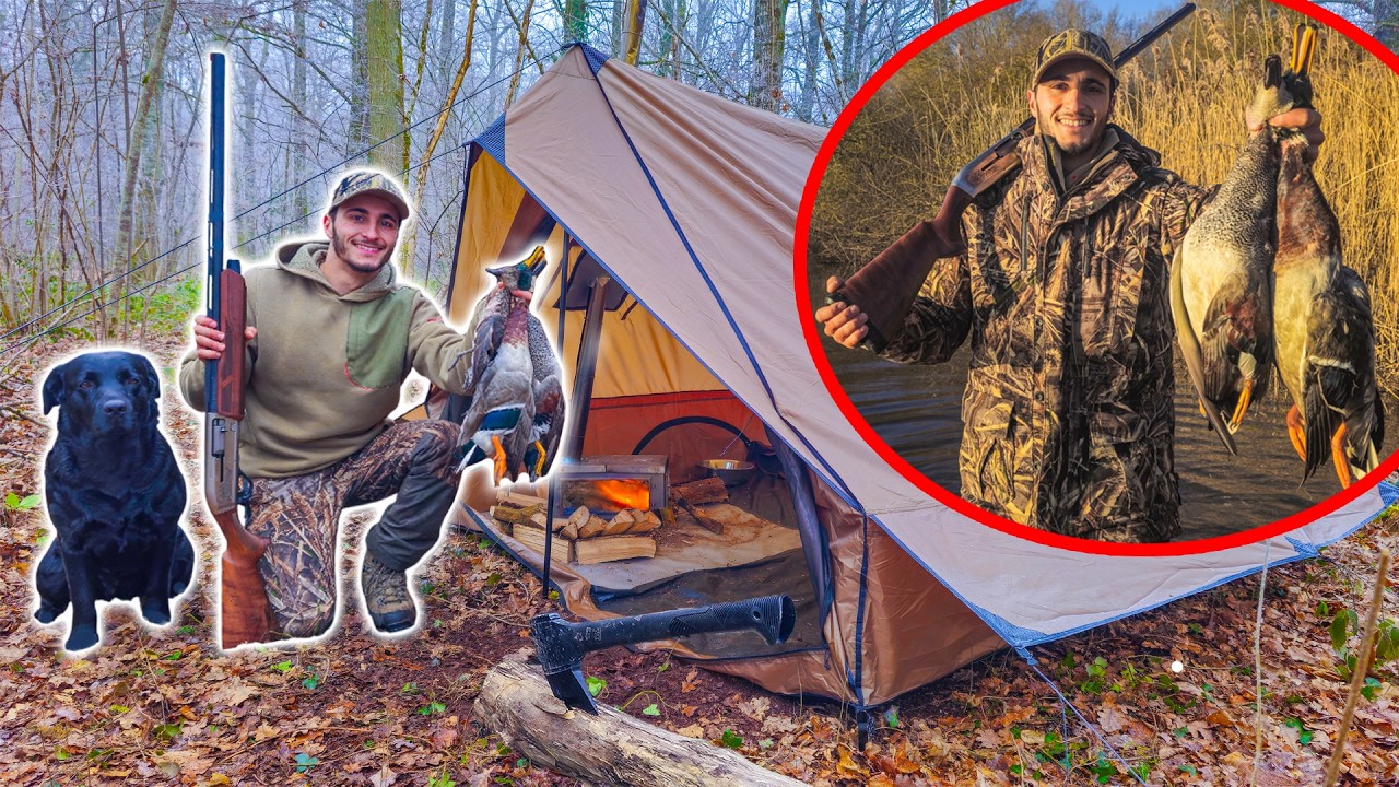 3 Jours &agrave; Camper et Chasser Seul avec mon Chien dans une Tente Chaude !
