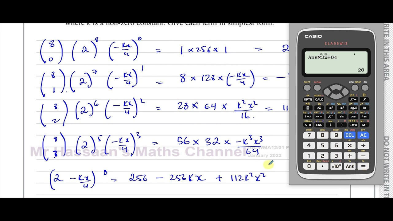 WMA12/01 IAL (Edexcel) P2 January 2022 Q3 Binomial Expansion