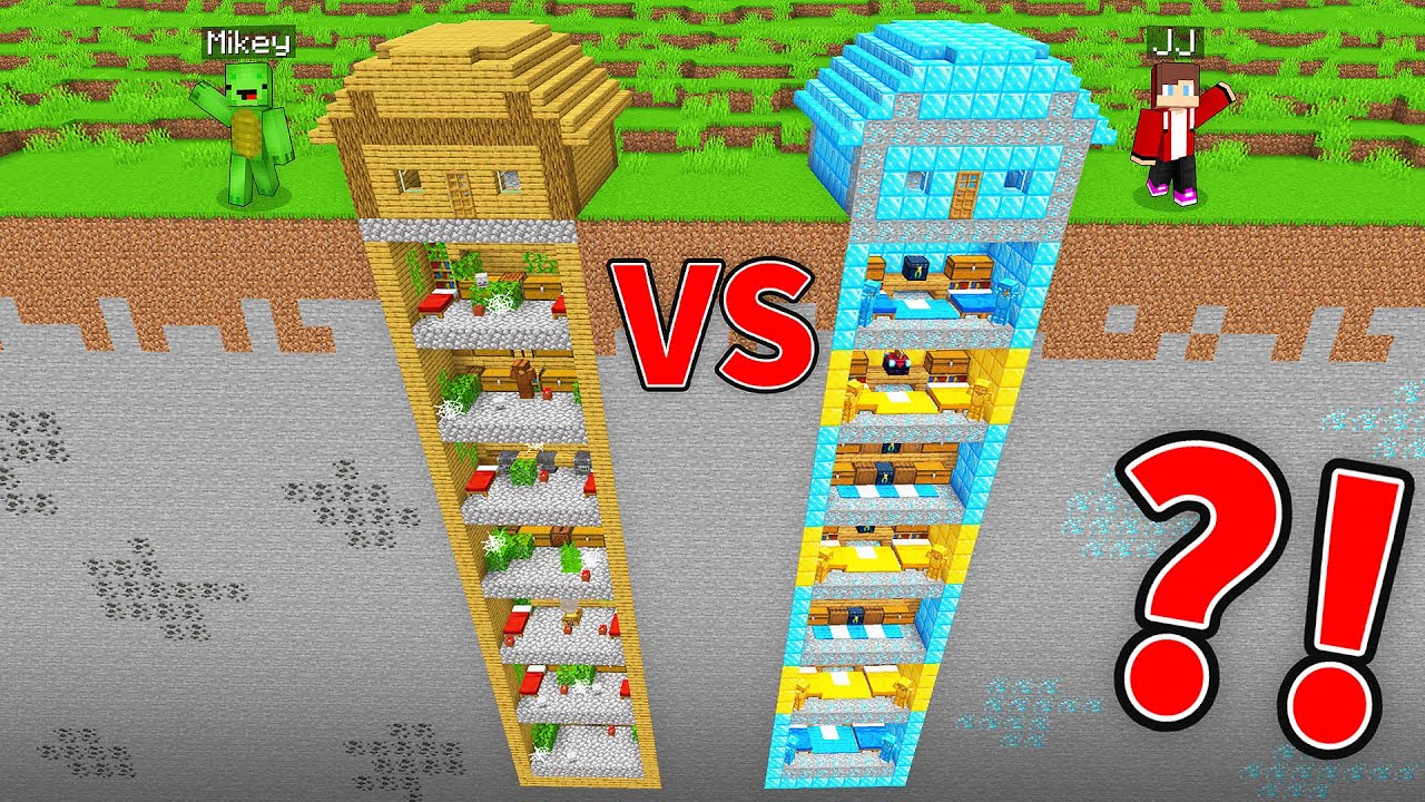 Mikey Poor vs JJ Rich Skyscraper Under The House in Minecraft (Maizen)
