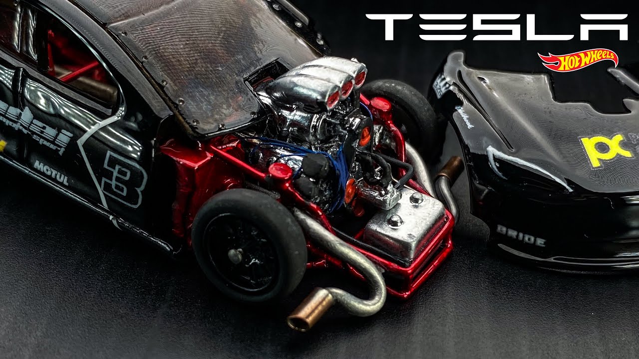 Hyper Detail build Tesla S Plaid Drag Hot wheels Custom | 1:64 Diecast Custom