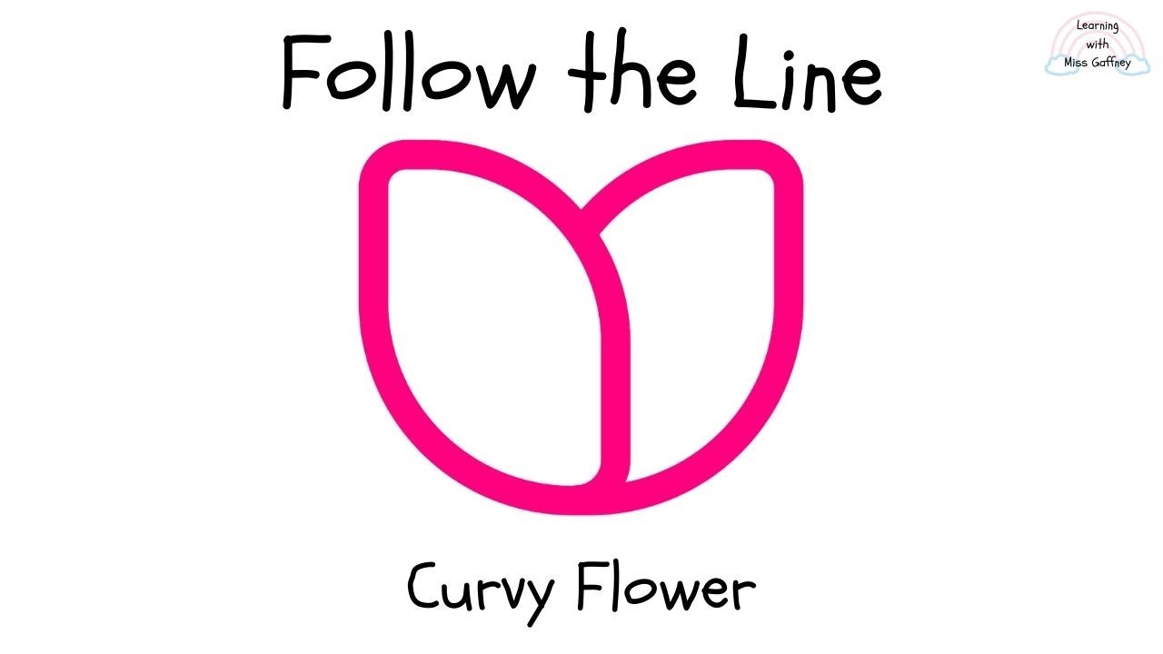 Follow the Line | Curvy Flower - Two Petals | Air Tracing for Kids