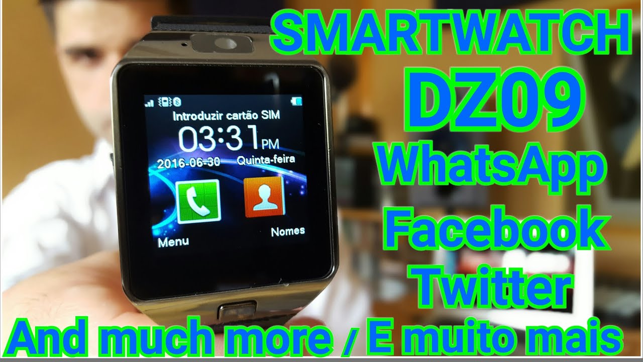 Smartwatch DZ09 relógio inteligente bluetooth whatsapp facebook twitter análise em PORTUGUES