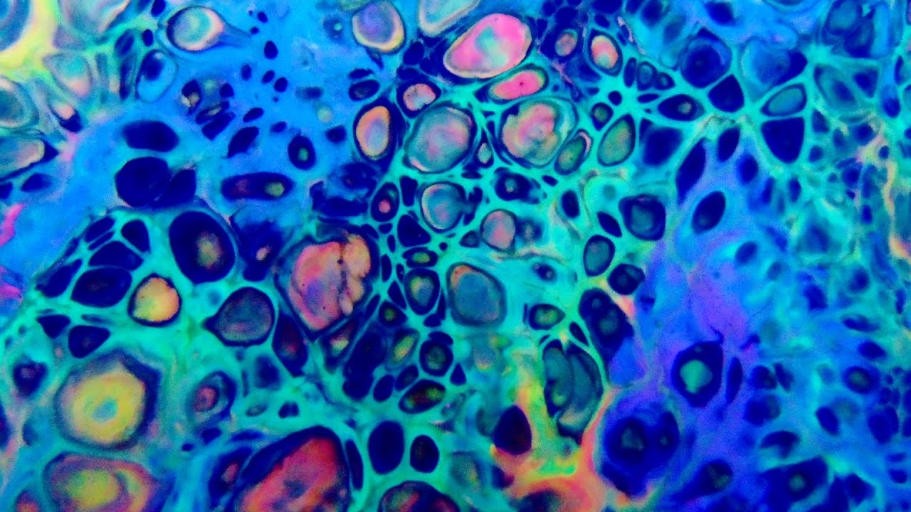 Fluid Painting - NEON ULTRAVIOLET - Fluorescent Neon Acrylic Pour - Peace House Art
