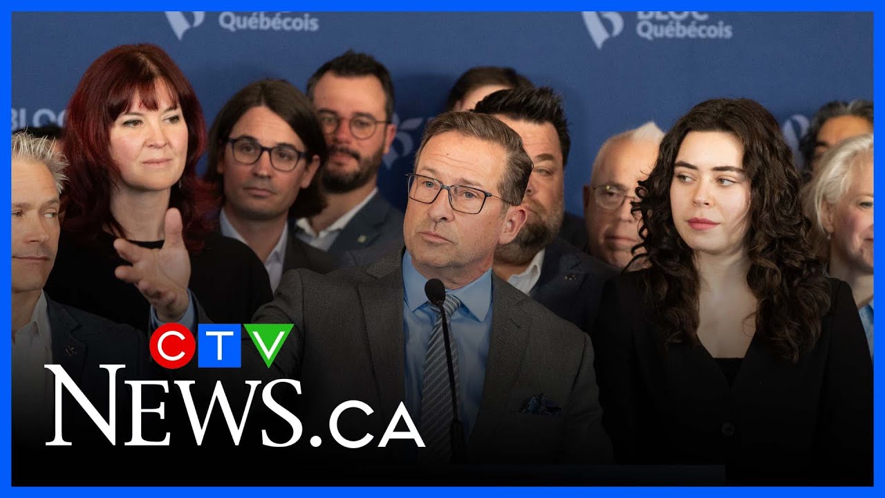 Bloc Leader Blanchet speaks to reporters in Montreal