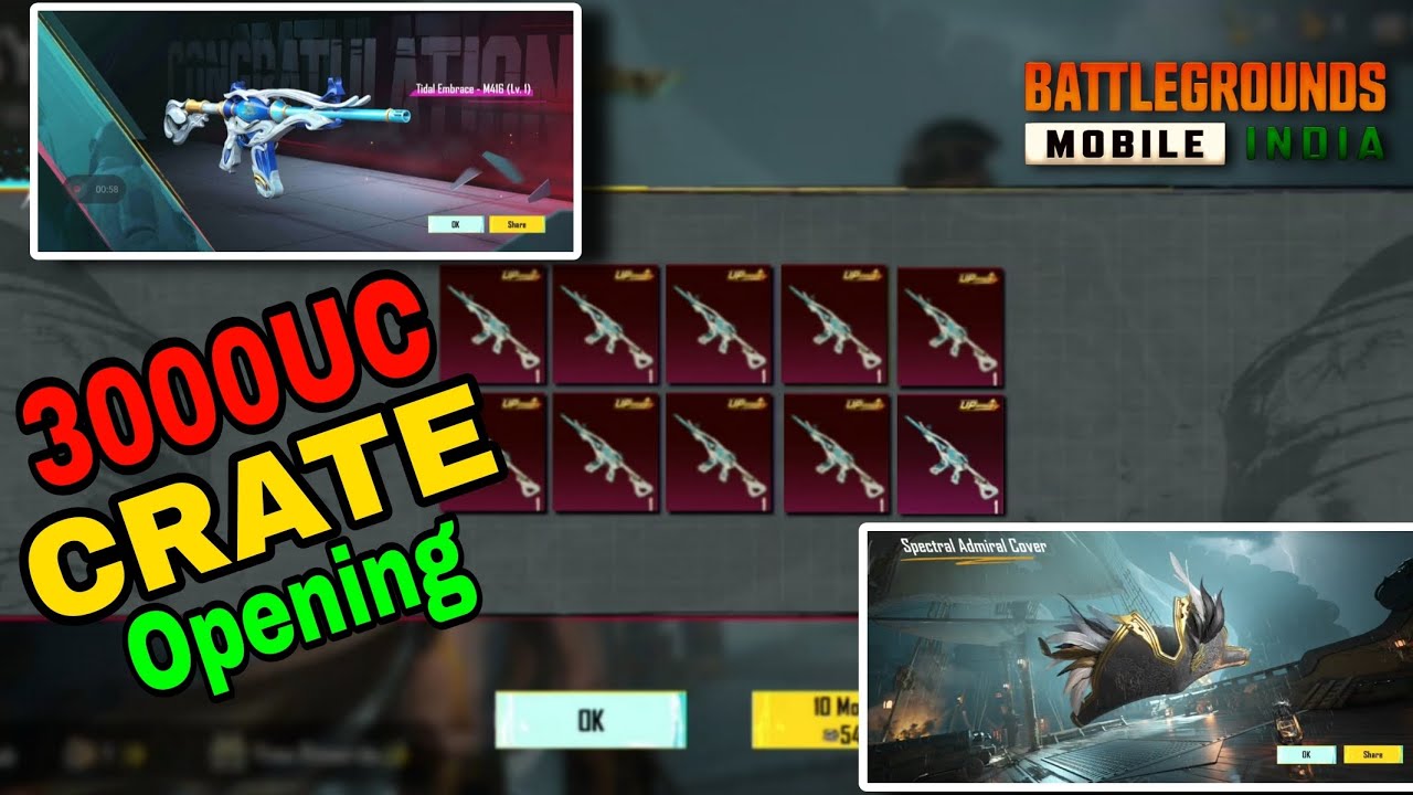 NEW SPECTRAL ADMIRAL ULTIMATE SET CRATE OPENING in BGMI 🤑 Part-1 | NEW TIDAL EMBRACE M416 OPENING