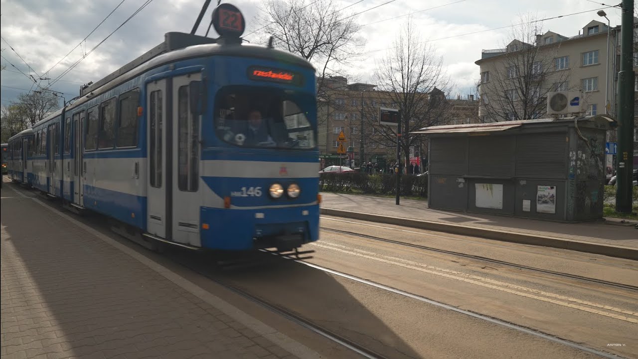 Poland, Kraków, tram 22 ride from Starowislna to Plac Centralny im. Ronalda Reagana