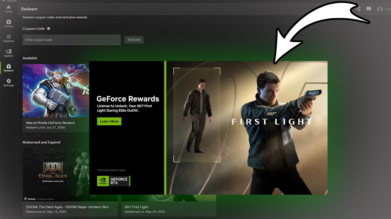 Как активировать код награды 007 First Light для NVIDIA GeForce