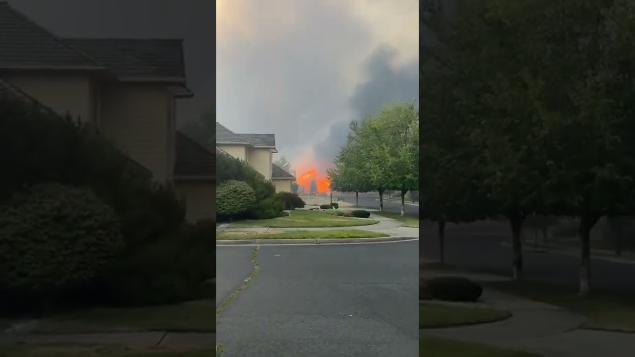 Damage from Old Trails Fire in a Spokane neighborhood