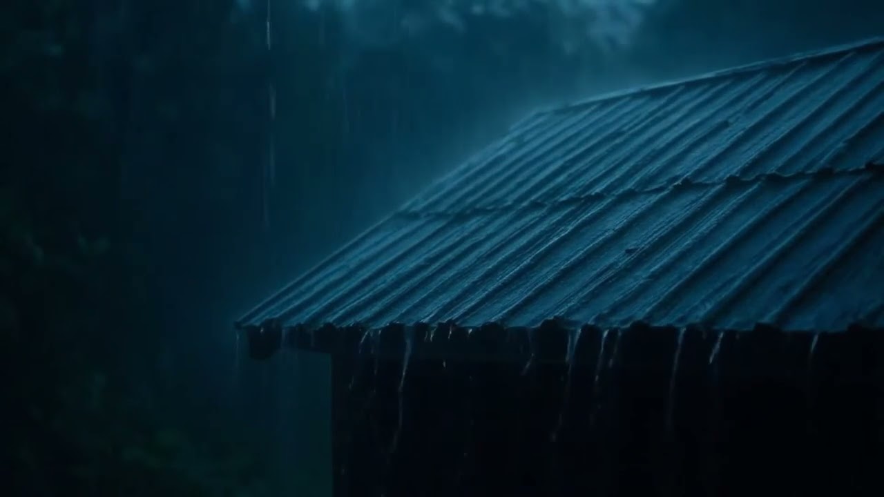 Heavy Rain at Midnight | Calm Roof Rain Ambience for Deep Sleep HD