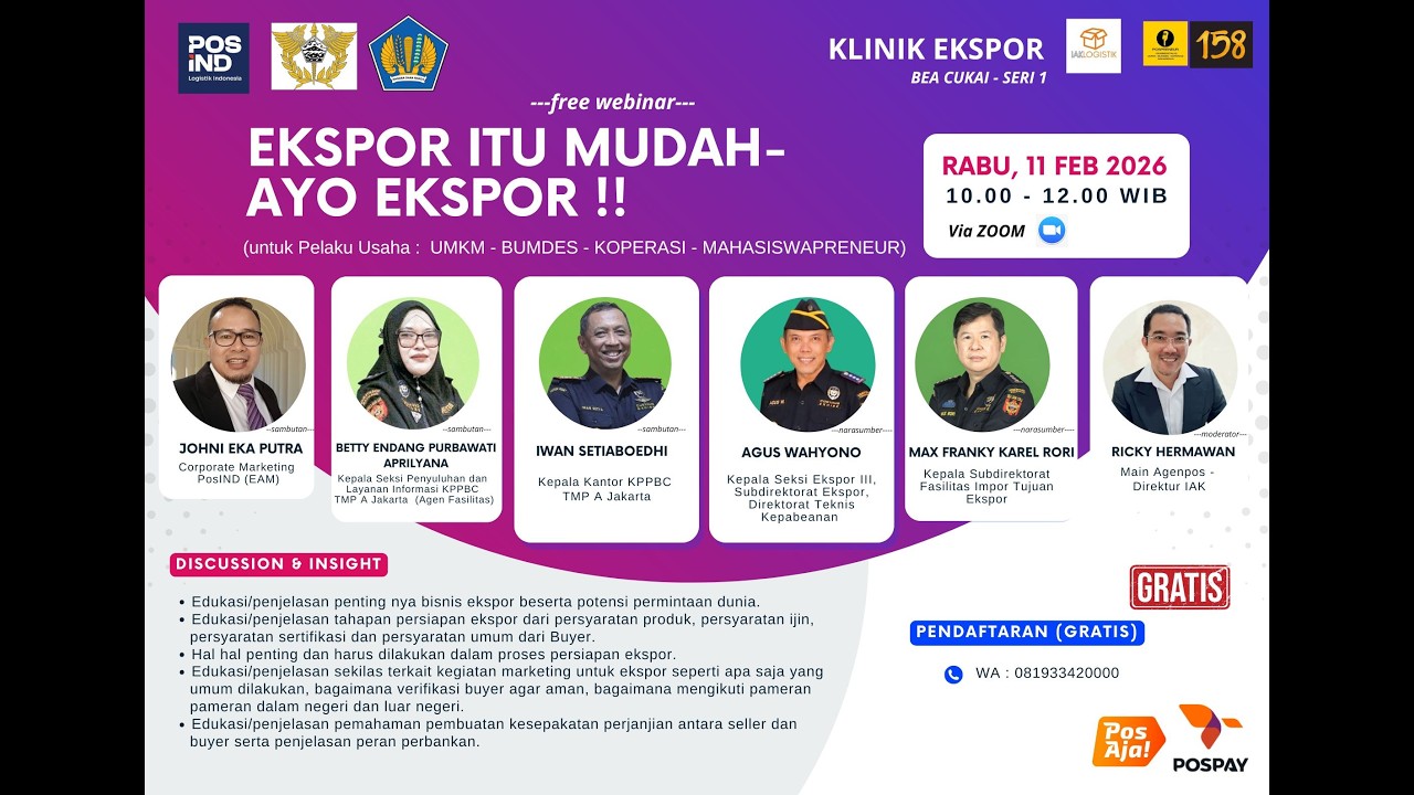 Pospreneur #158 dan Klinik Ekspor Bea Cukai  : 
