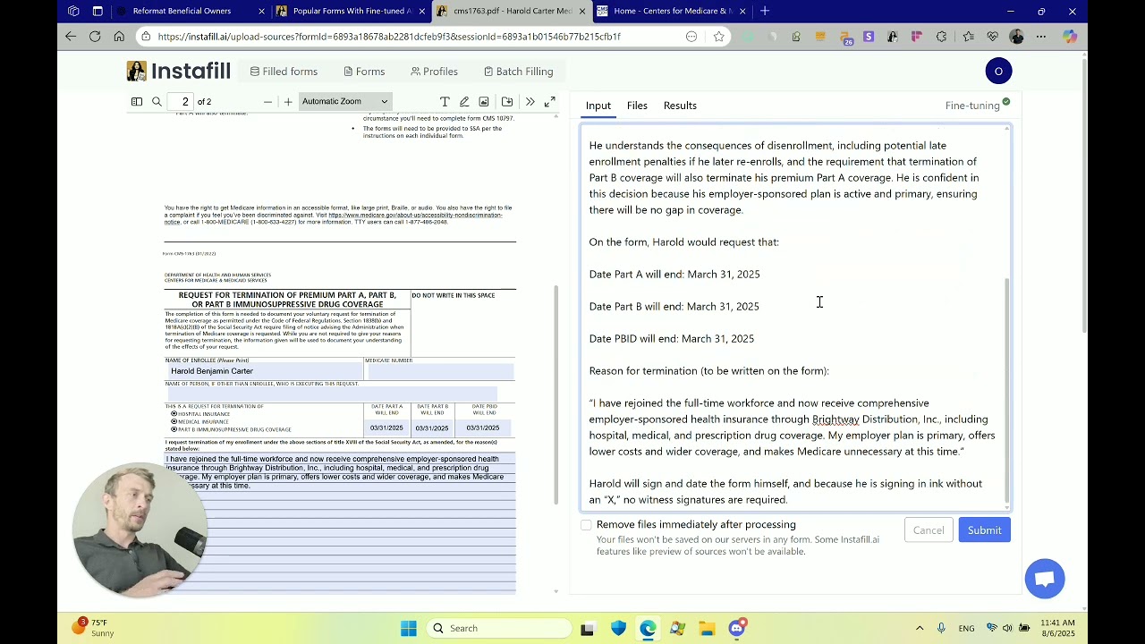 How to fill out form CMS 1763 using AI