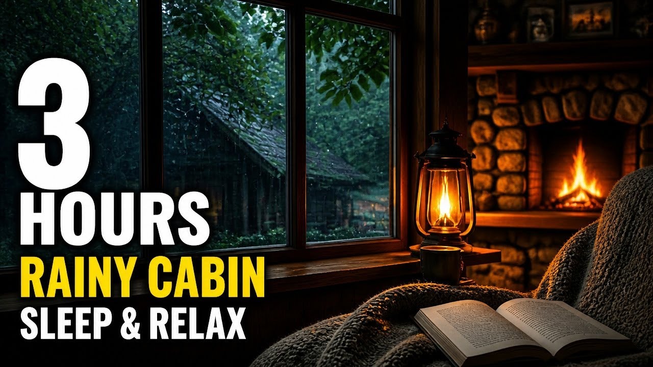 Soothing Rainy Cabin Ambiance for 3 Hours of Uninterrupted Sleep | Stress Relief, work and study