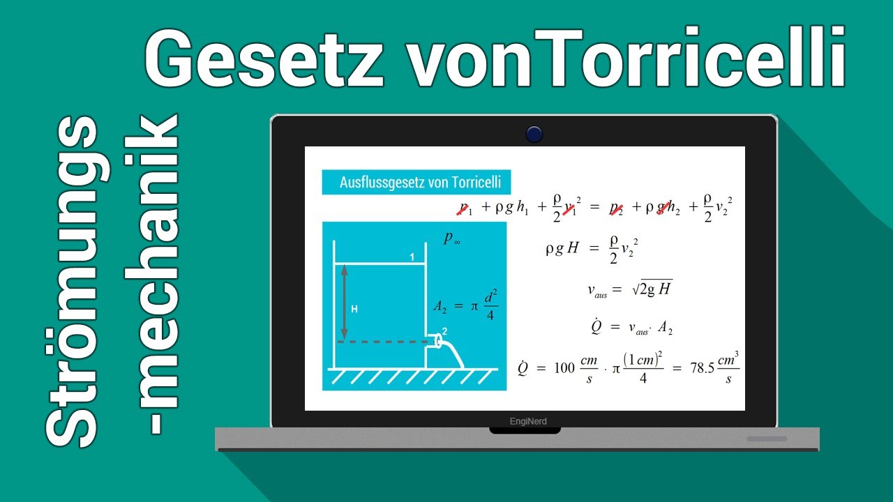 Ausflussgeschwindigkeit berechnen mit Bernoulli,  Volumenstrom Liter pro Minute | Strömungsmechanik