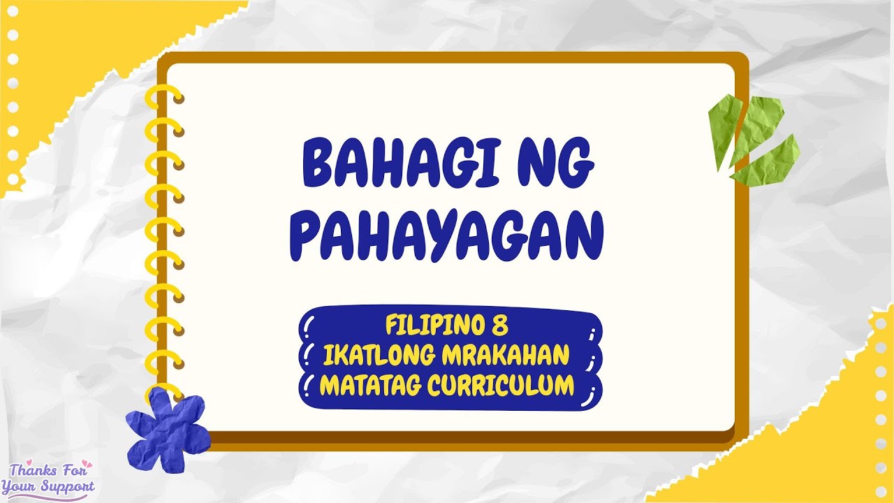 BAHAGI NG PAHAYAGAN| FILIPINO 8| IKATLONG MARKAHAN| ARALIN SA FILIPINO