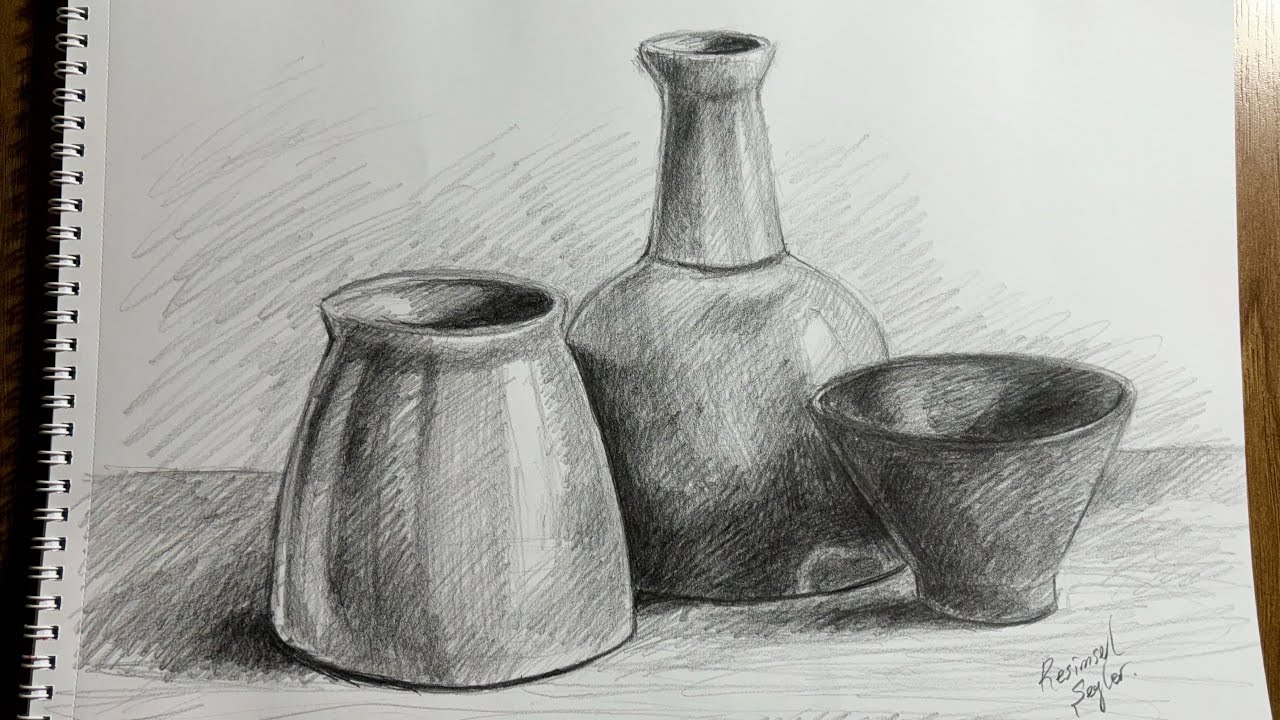 AŞAMA AŞAMA KOLAY NATÜRMORT ÇİZİMİ|OBJE KOMPOZİSYONU | EASY STILL LIFE DRAWING STEP BY STEP