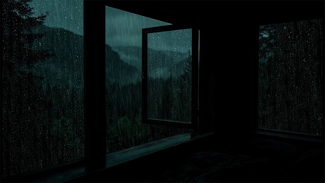 Heavy Rain Falling Outside the Window | Calm Night Ambience to Relax the Mind