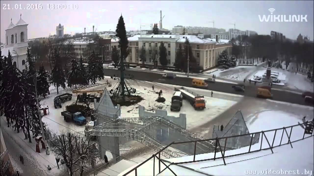 Демонтаж новогодних декораций. Брест. TimeLapse.