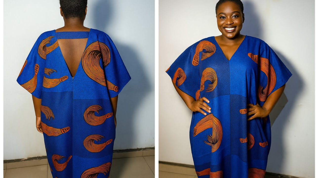 How to Cut and Sew Deep- V Bubu kaftan Dress