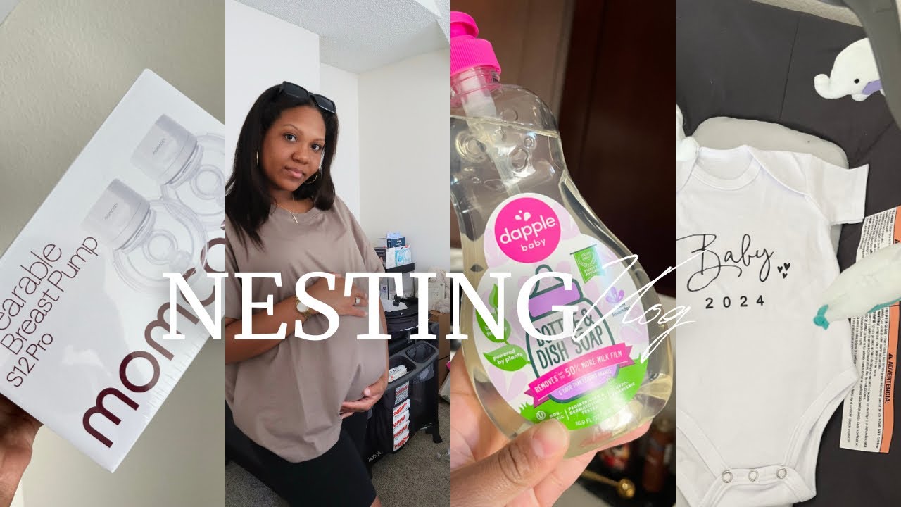 NESTING VLOG| packing my hospital bag + clean with me + unboxing baby products + self care & more