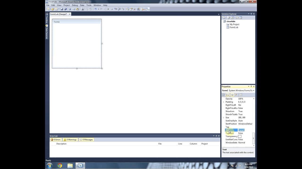 How to Hide the Close Button in VB 2010
